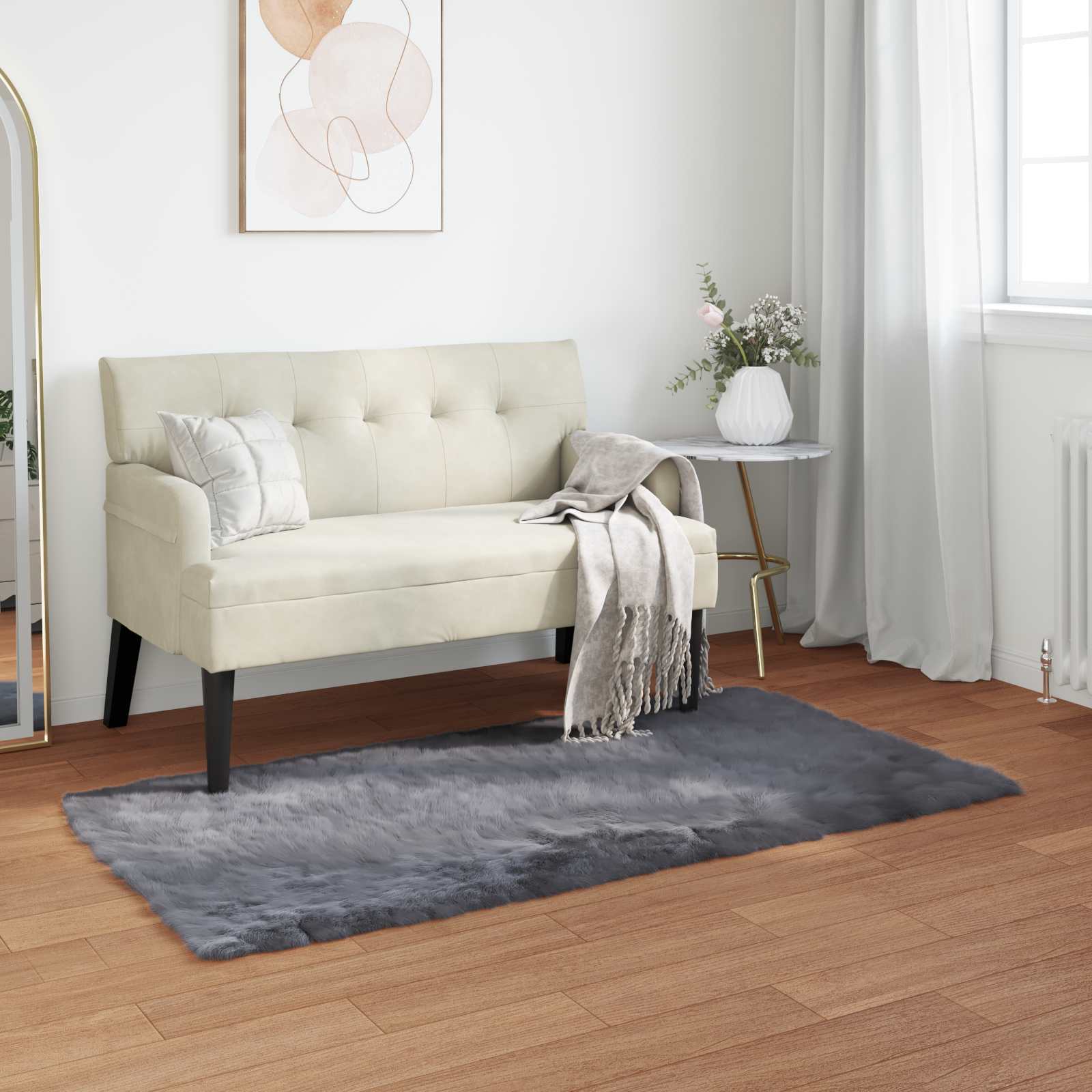 Kunstschaffell Teppich Tafalla Polyester Anthrazit