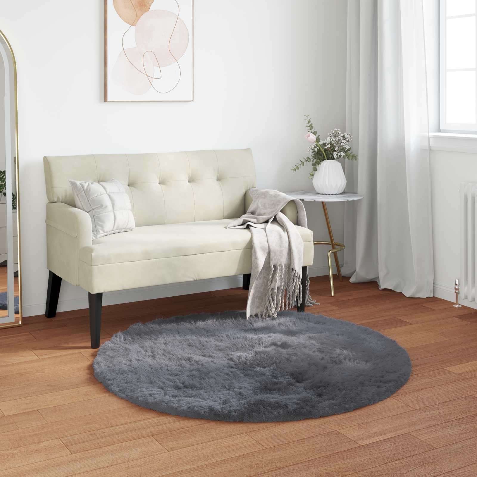 Kunstschaffell Teppich Tafalla Polyester Anthrazit