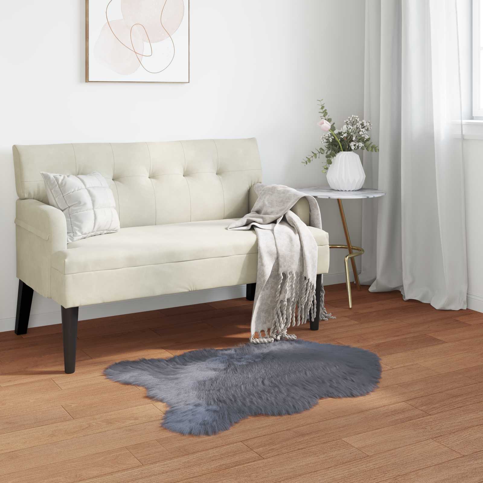 Kunstschaffell Teppich Tafalla Polyester Anthrazit