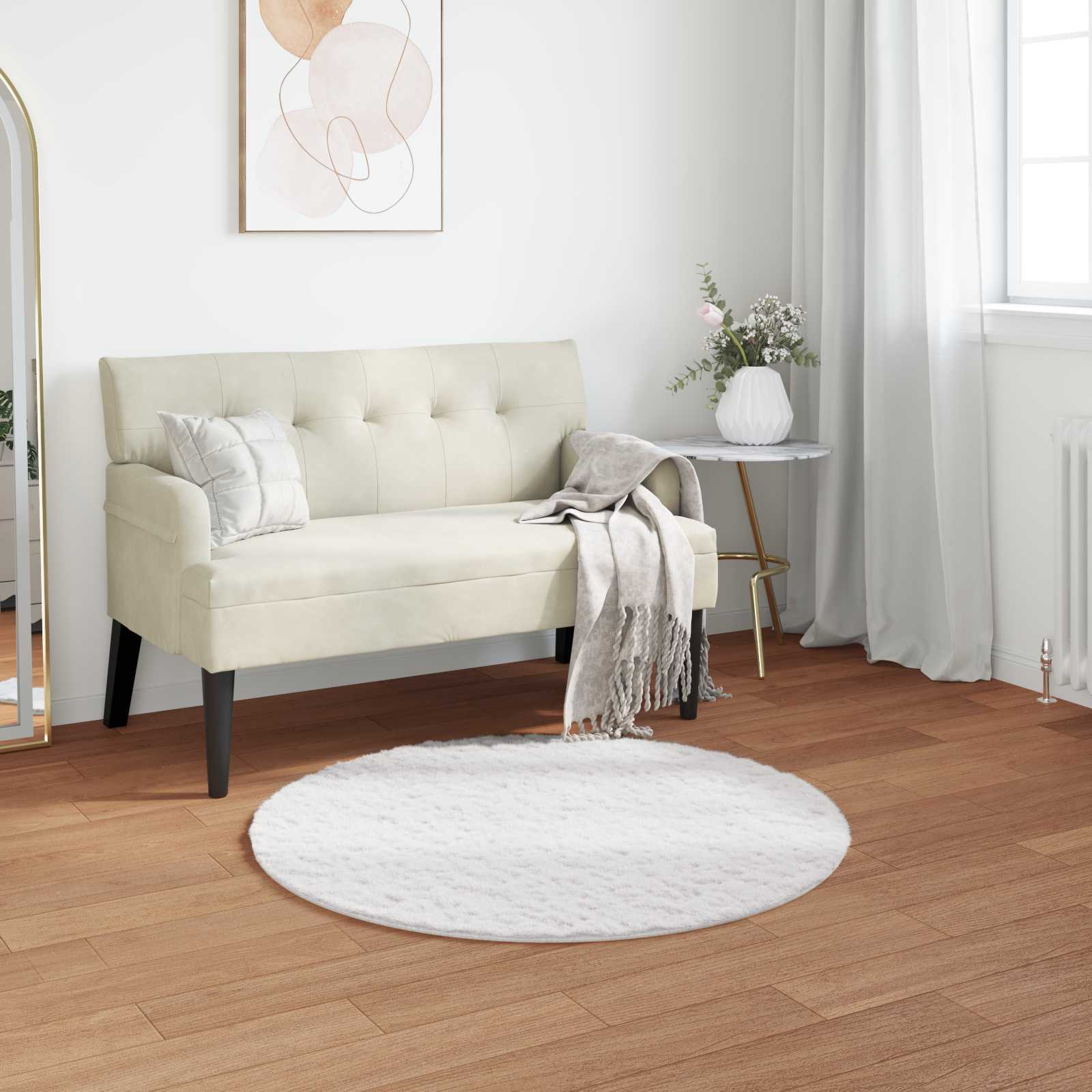 Rutschfester Kunstfellteppich Olite Polyester Weiß