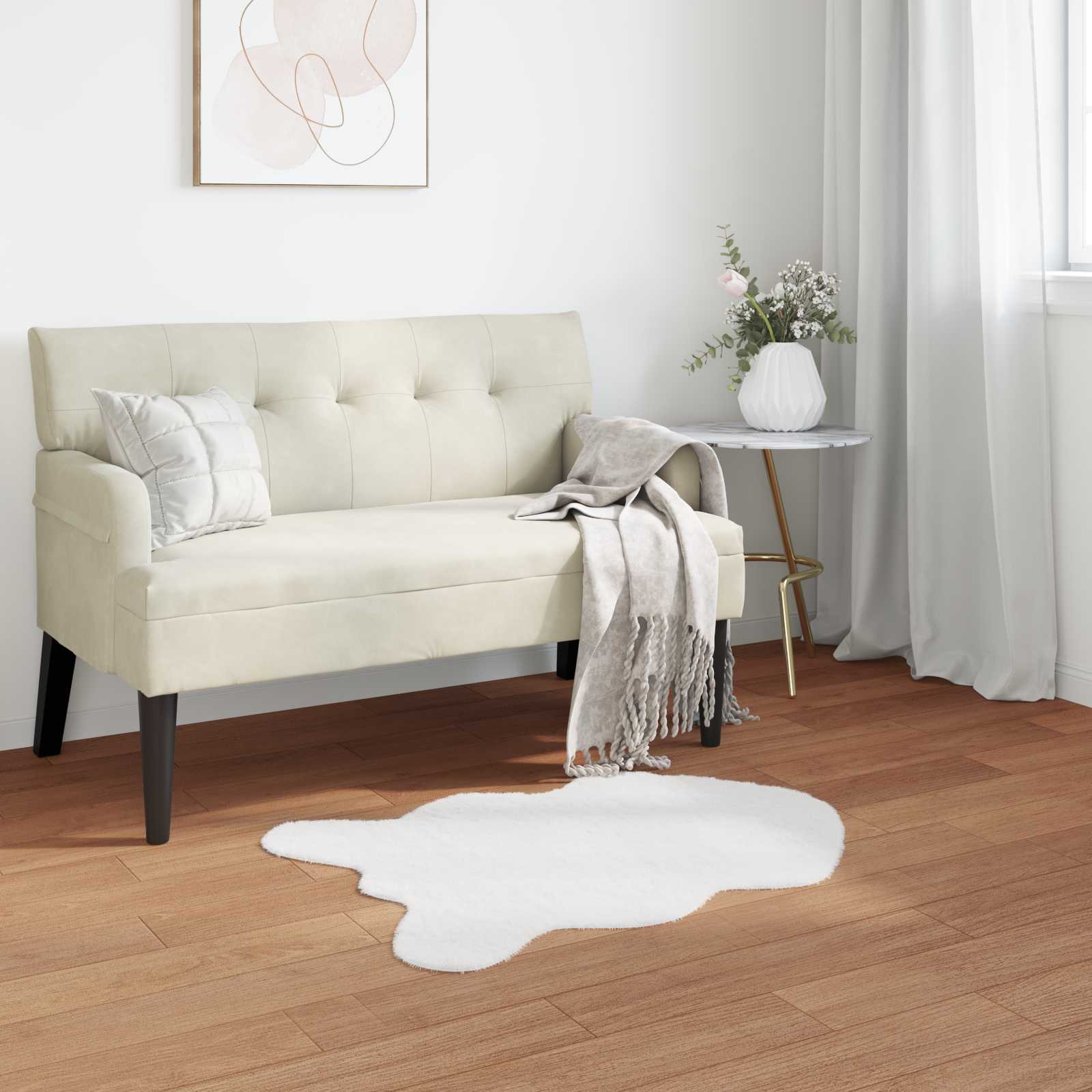 Rutschfester Kunstfellteppich Olite Polyester Weiß