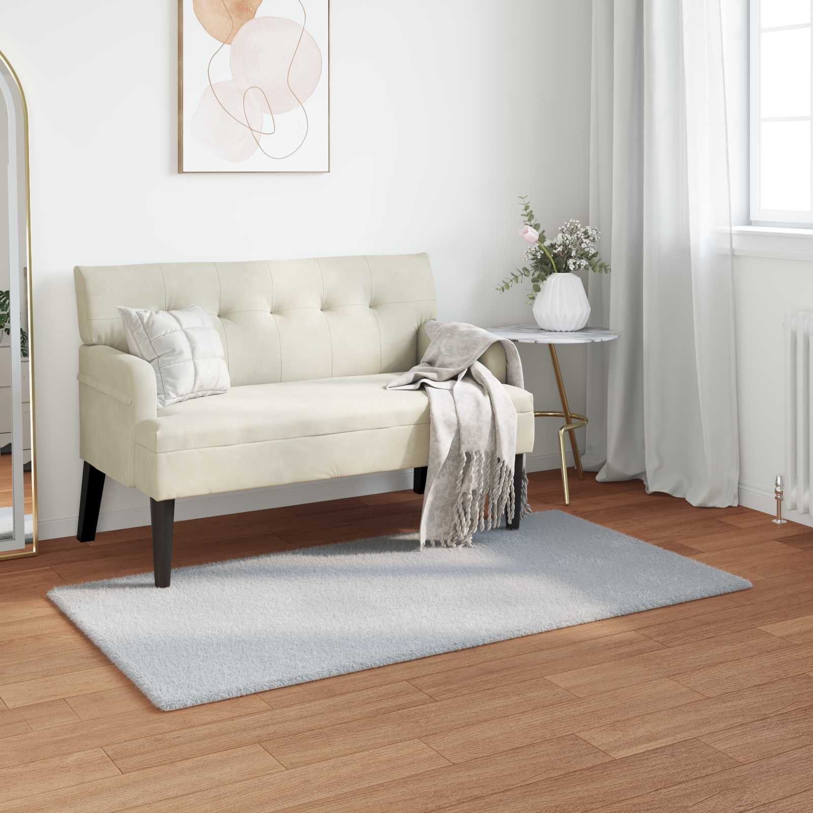 Rutschfester Kunstfellteppich Olite Polyester Grau