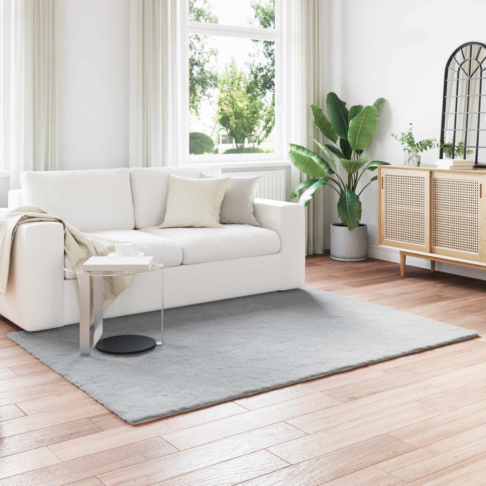 Rutschfester Kunstfellteppich Olite Polyester Grau