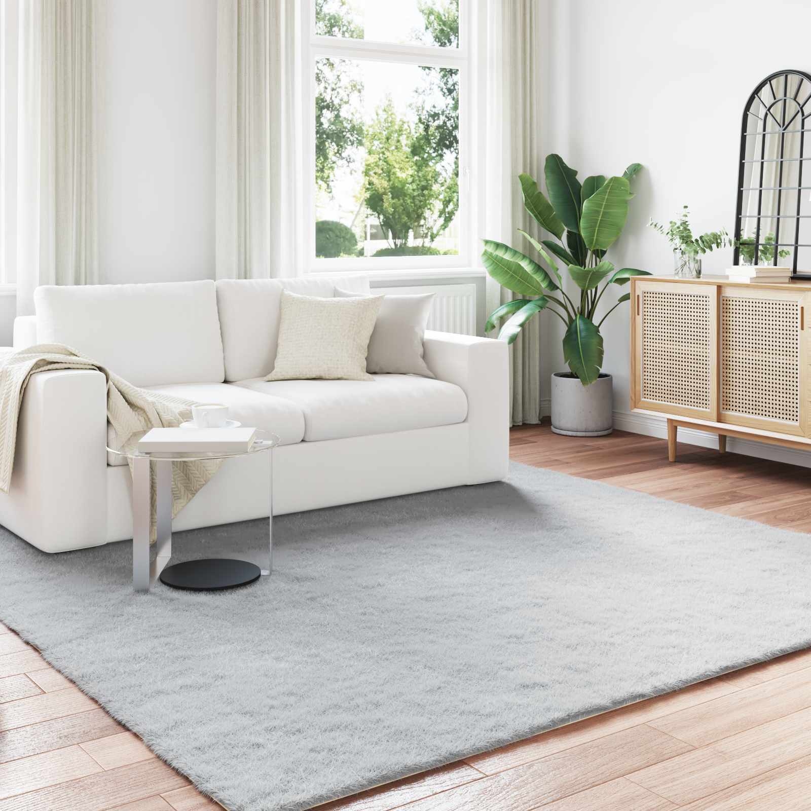 Rutschfester Kunstfellteppich Olite Polyester Grau