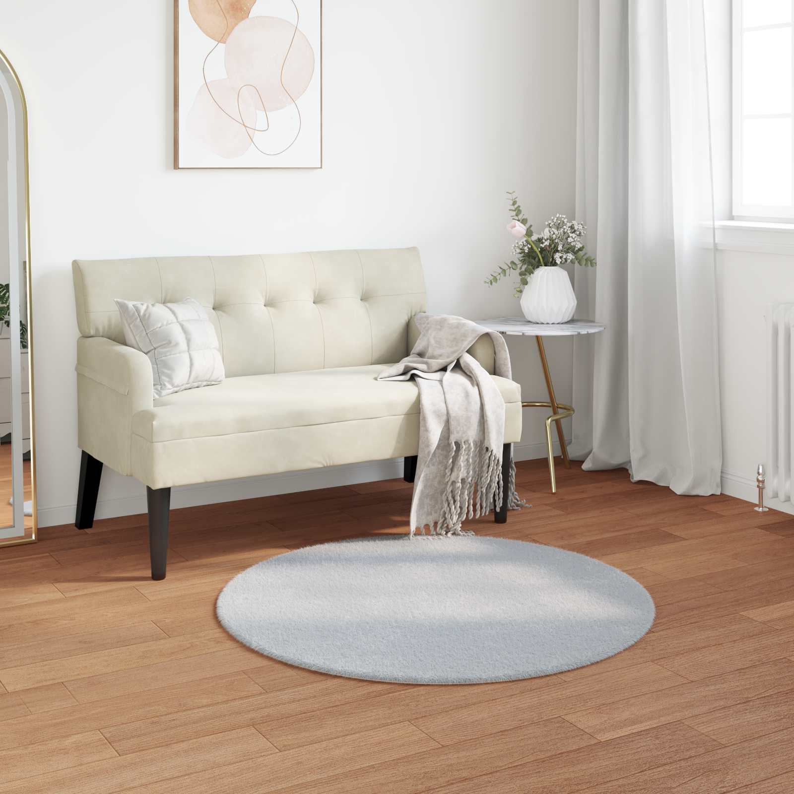Rutschfester Kunstfellteppich Olite Polyester Grau