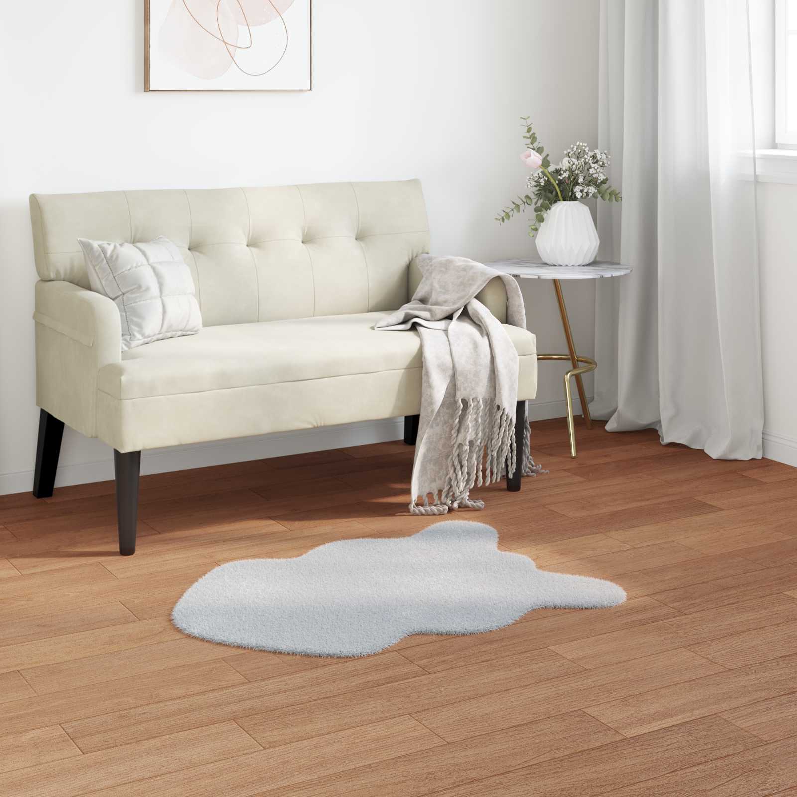 Rutschfester Kunstfellteppich Olite Polyester Grau
