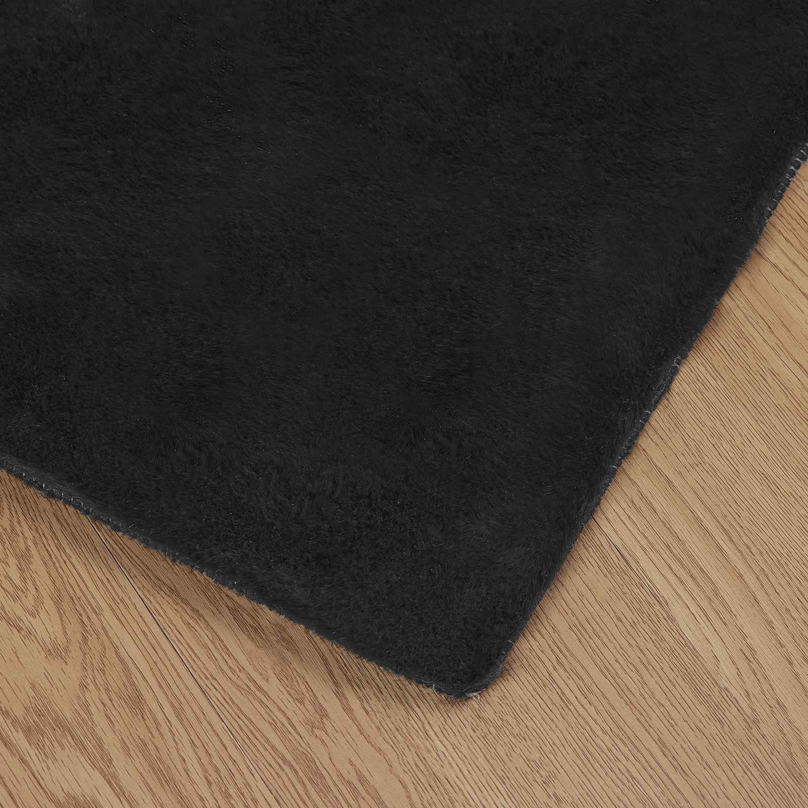 Rutschfester Kunstfellteppich Olite Schwarz