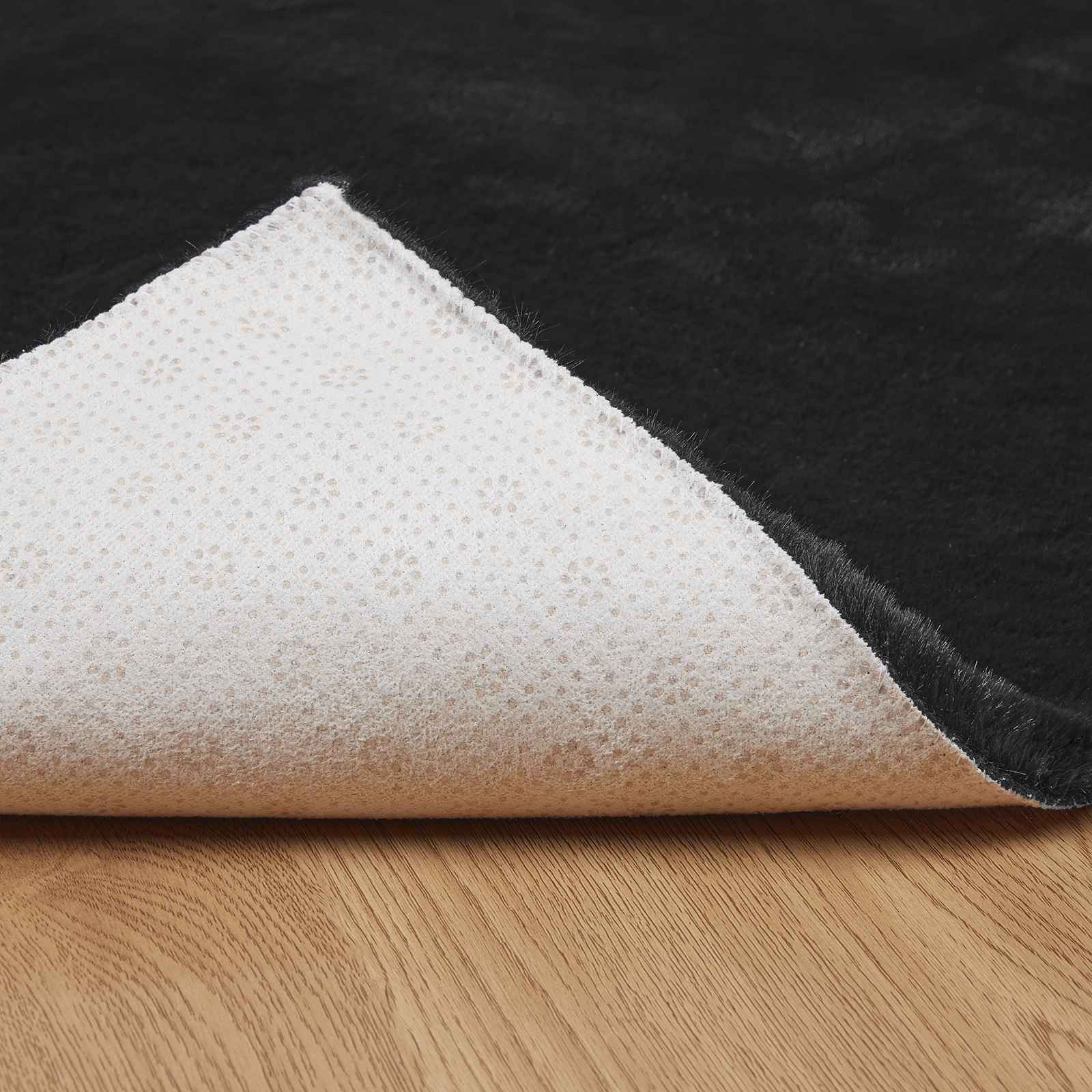 Rutschfester Kunstfellteppich Olite Schwarz