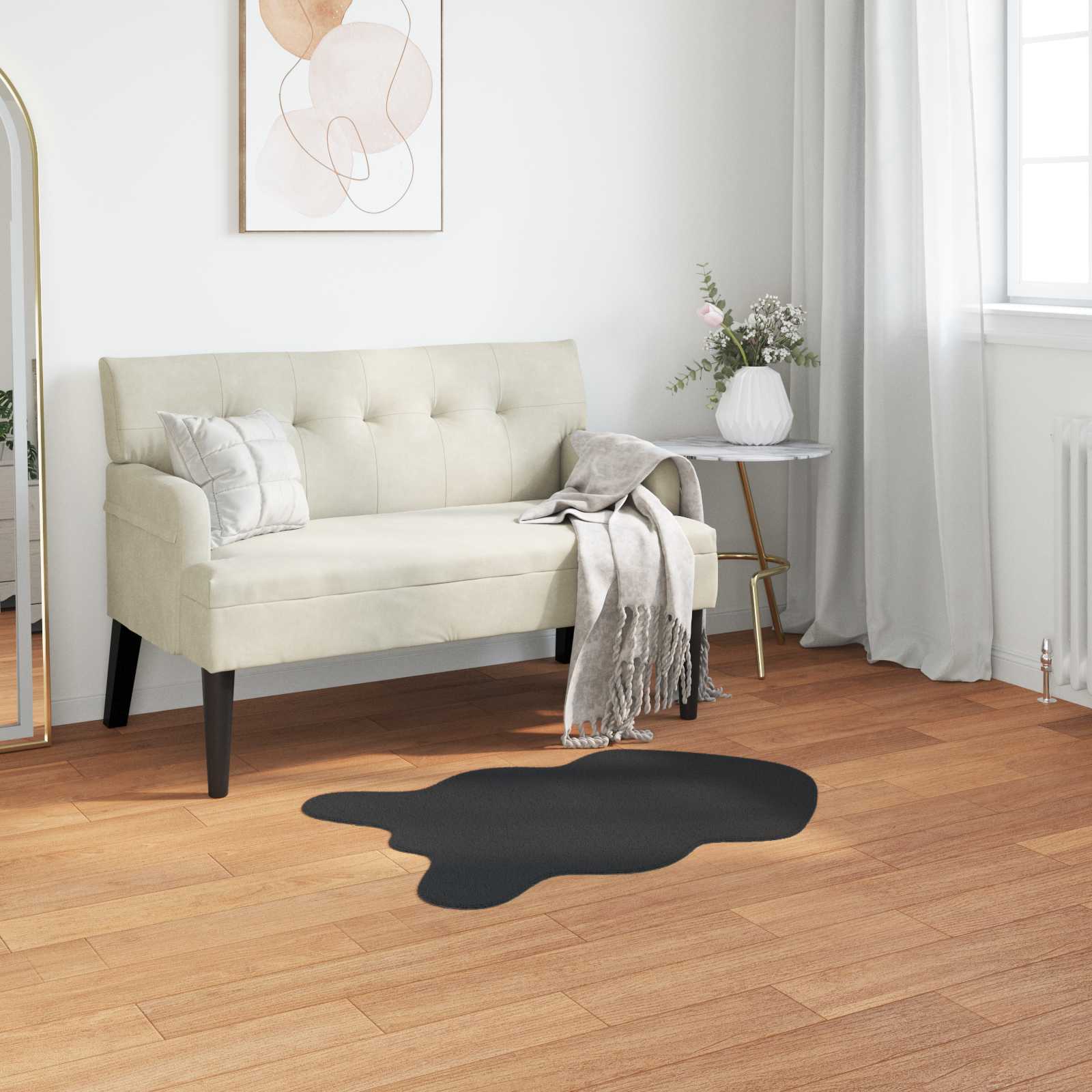 Rutschfester Kunstfellteppich Olite Schwarz