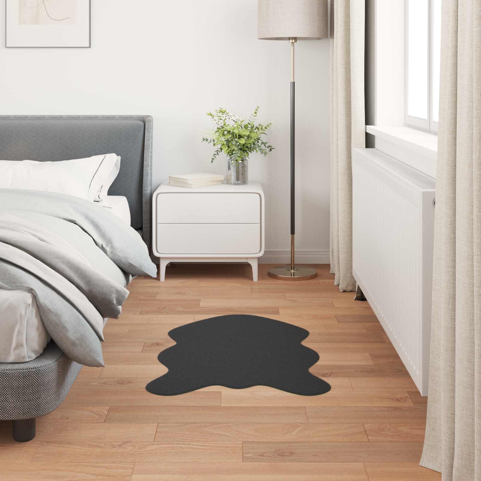 Rutschfester Kunstfellteppich Olite Schwarz