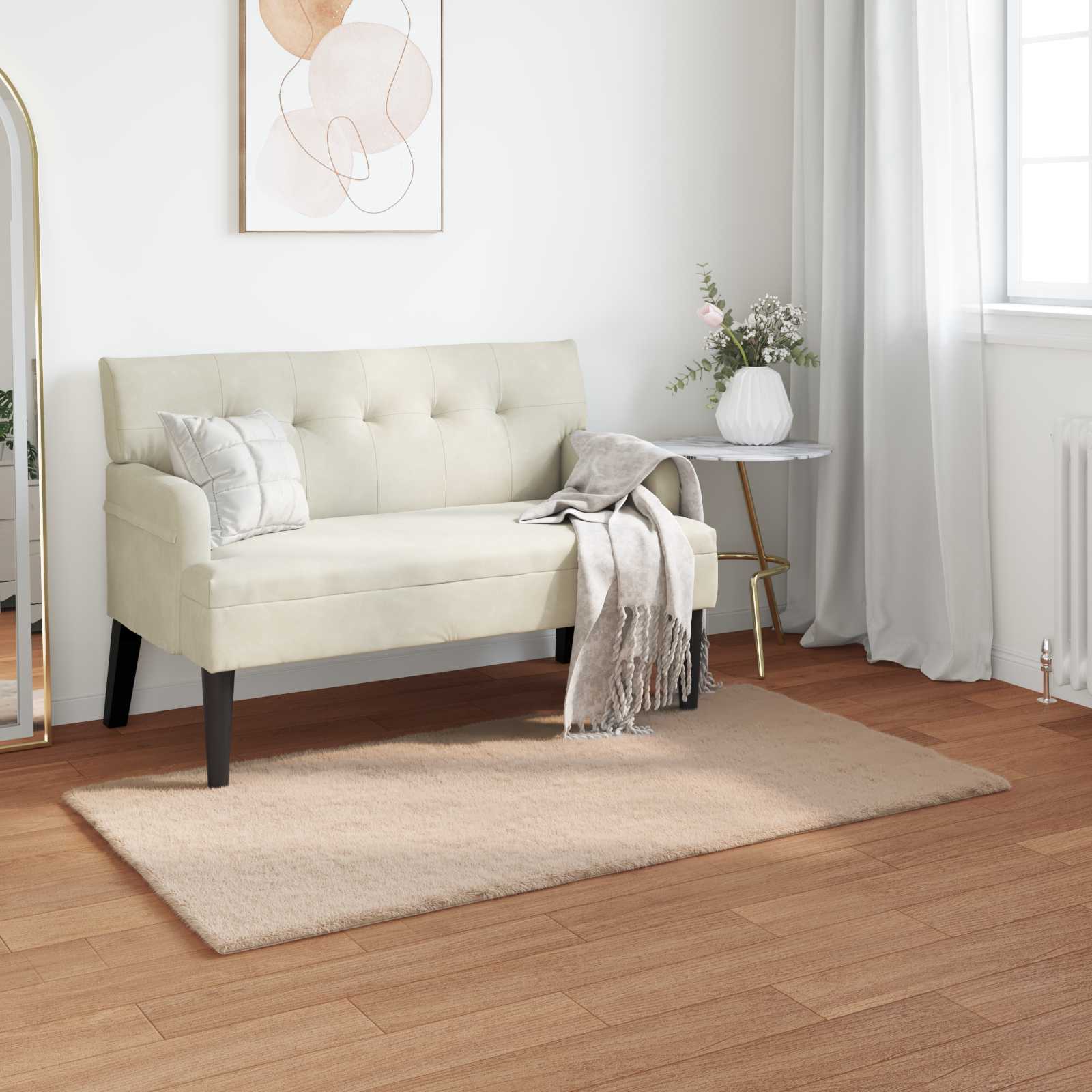 Rutschfester Kunstfellteppich Olite Polyester Taupe