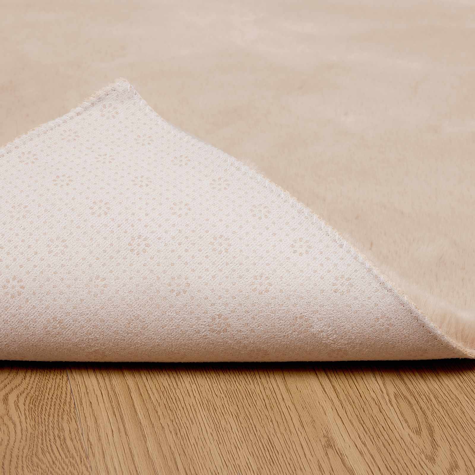 Rutschfester Kunstfellteppich Olite Polyester Taupe