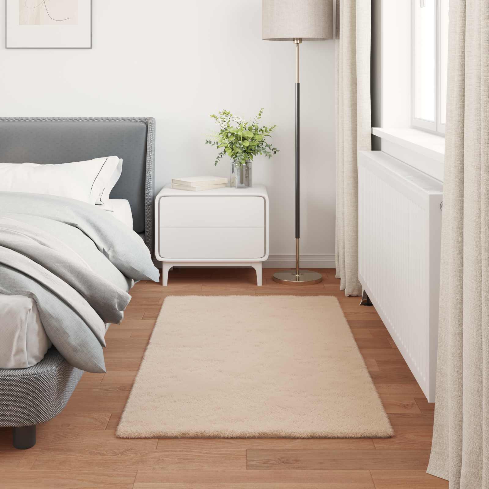 Rutschfester Kunstfellteppich Olite Polyester Taupe