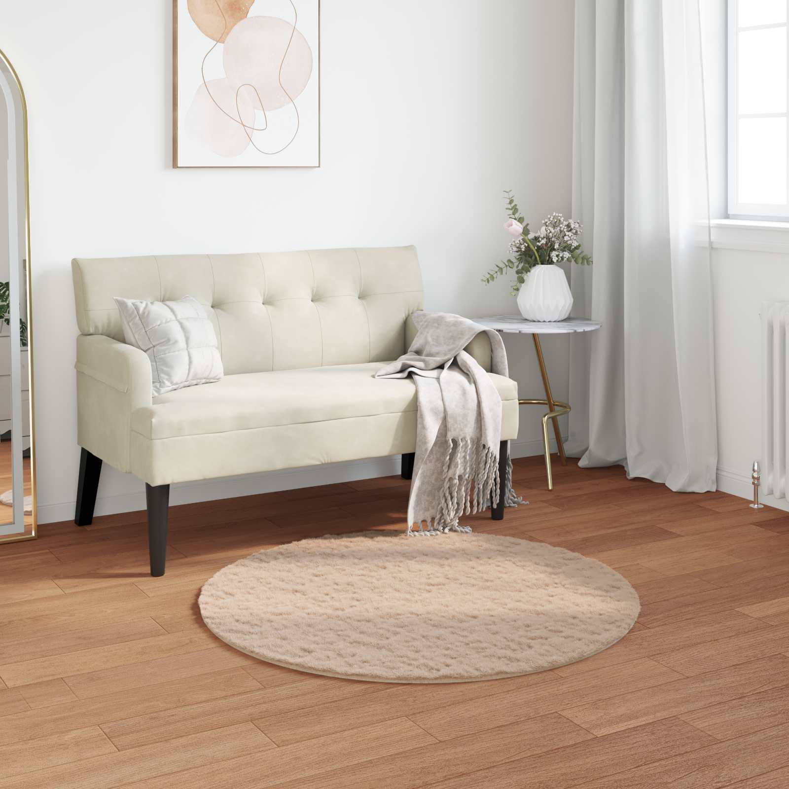 Rutschfester Kunstfellteppich Olite Polyester Taupe