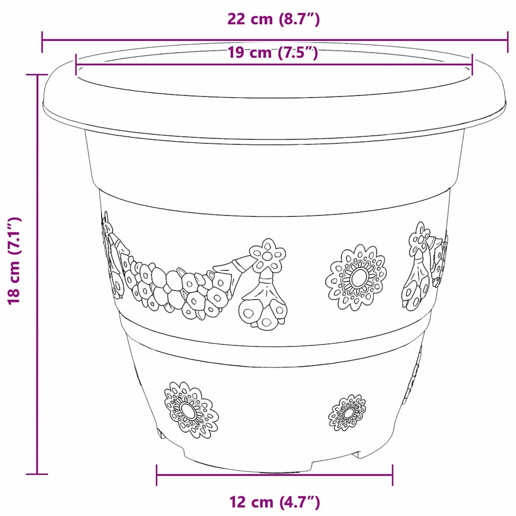 Runder Blumentopf 6 Pcs Ø 26 X 21,5 Cm Kunststoff