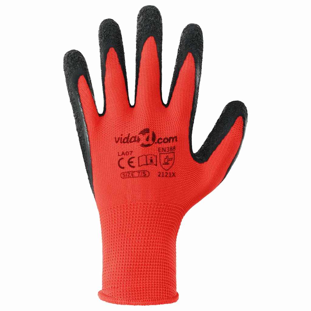 Arbeitshandschuhe 12 Pcs Rot Und Schwarz 7 / S Latexbeschichtung
