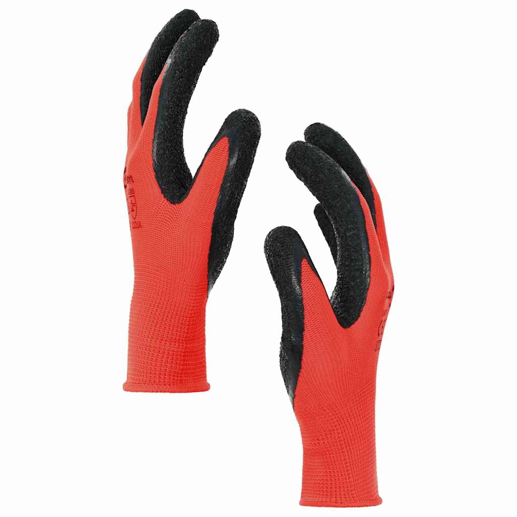Arbeitshandschuhe 12 Pcs Rot Und Schwarz 7 / S Latexbeschichtung