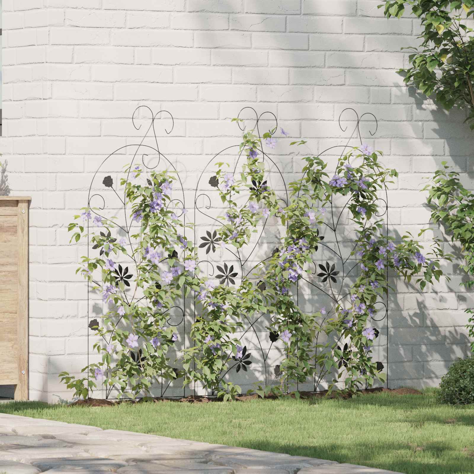 Gartenzaun Mit Schloss 3 Pcs 112 X 39,5 Cm Stahl