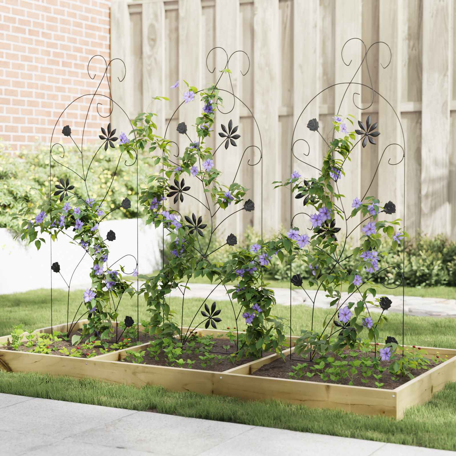 Gartenzaun Mit Schloss 3 Pcs 112 X 39,5 Cm Stahl