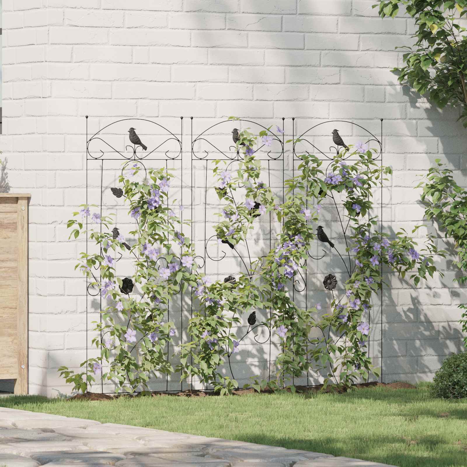 Gartenzaun Mit Schloss 3 Pcs 112 X 39,5 Cm Stahl