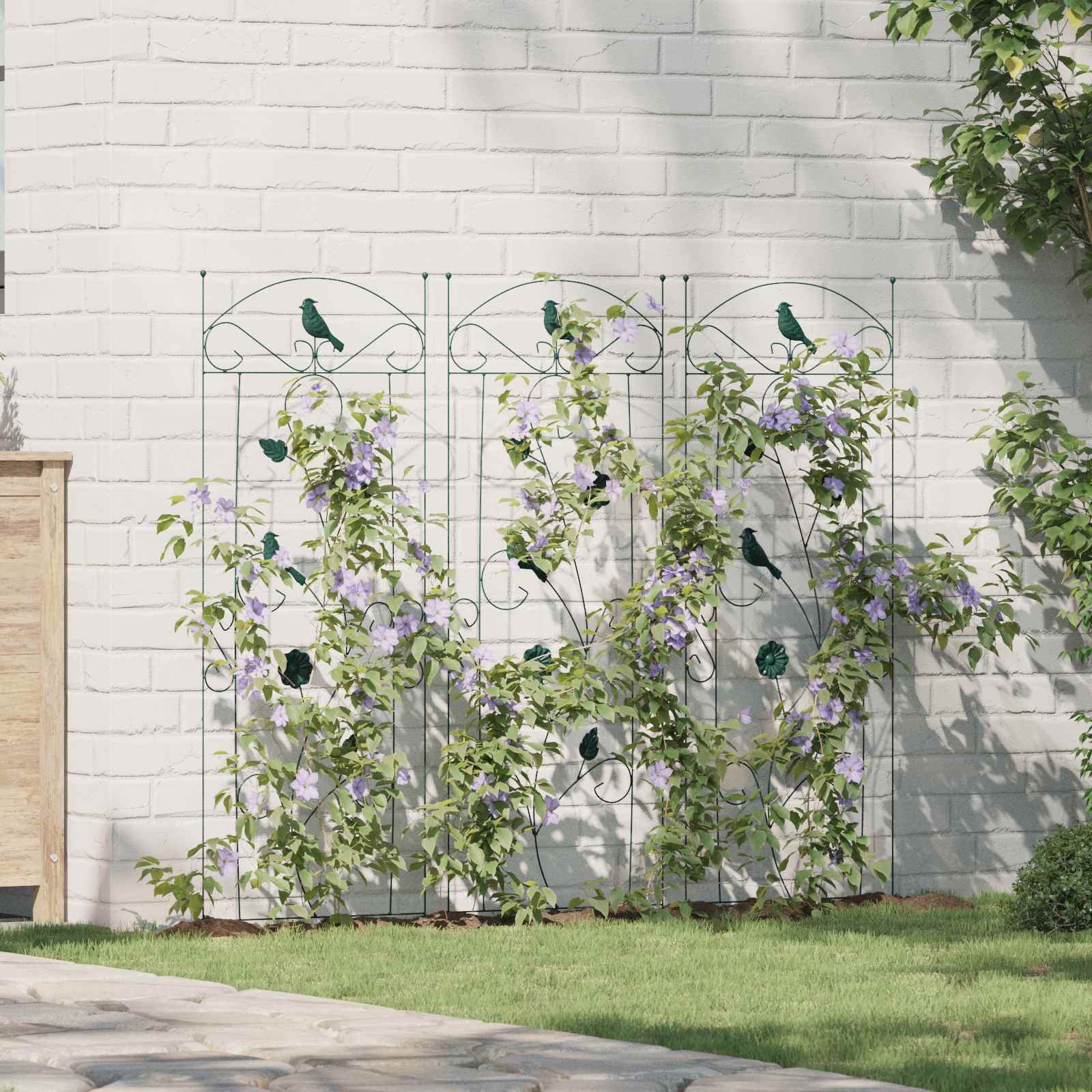 Gartenzaun Mit Schloss 3 Pcs 112 X 39,5 Cm Stahl