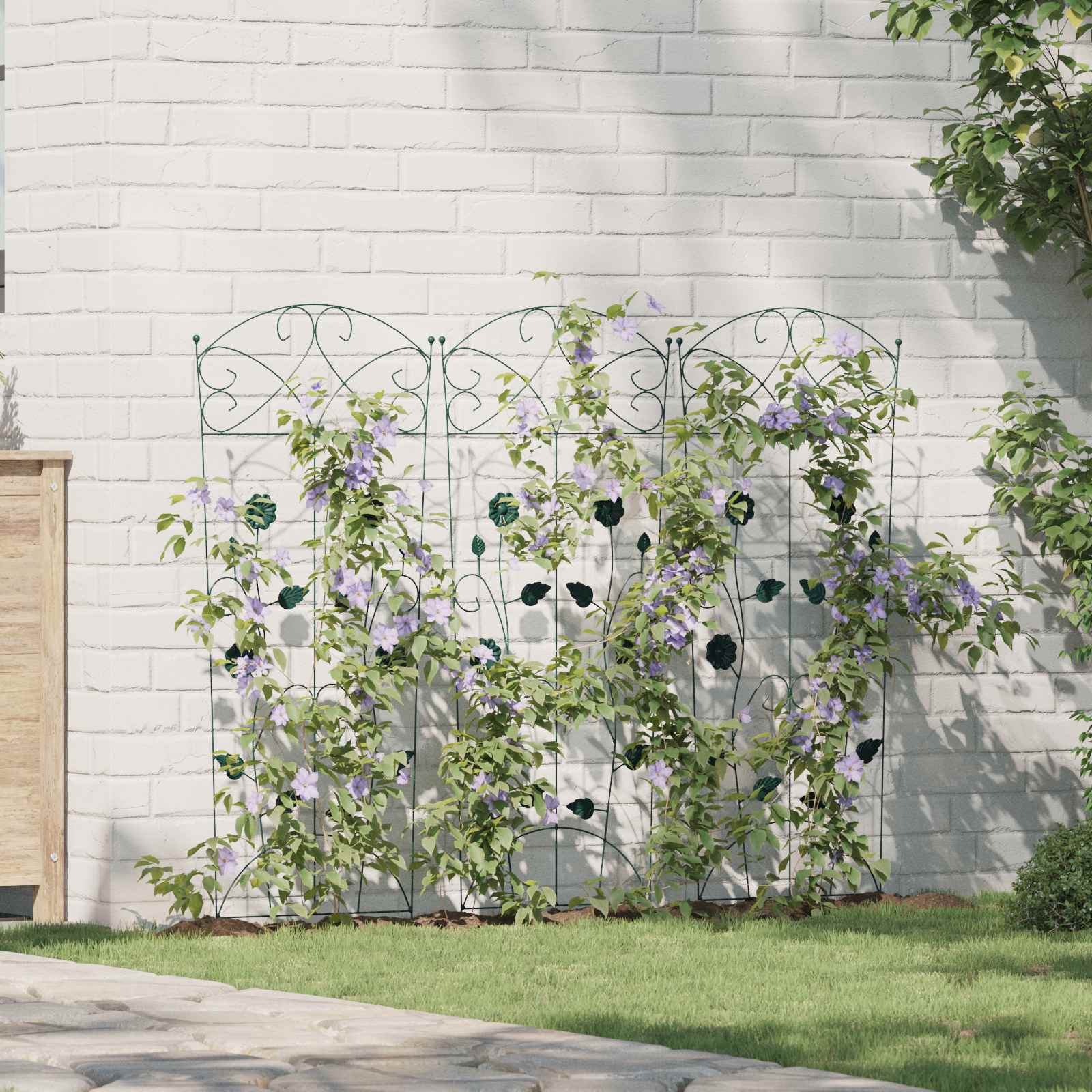 Gartenzaun Mit Schloss 3 Pcs 112 X 39,5 Cm Stahl