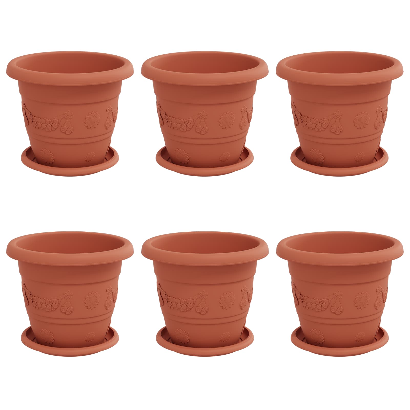 Blumentöpfe 6 Pcs Ø 26 X 21,5 Cm Kunststoff