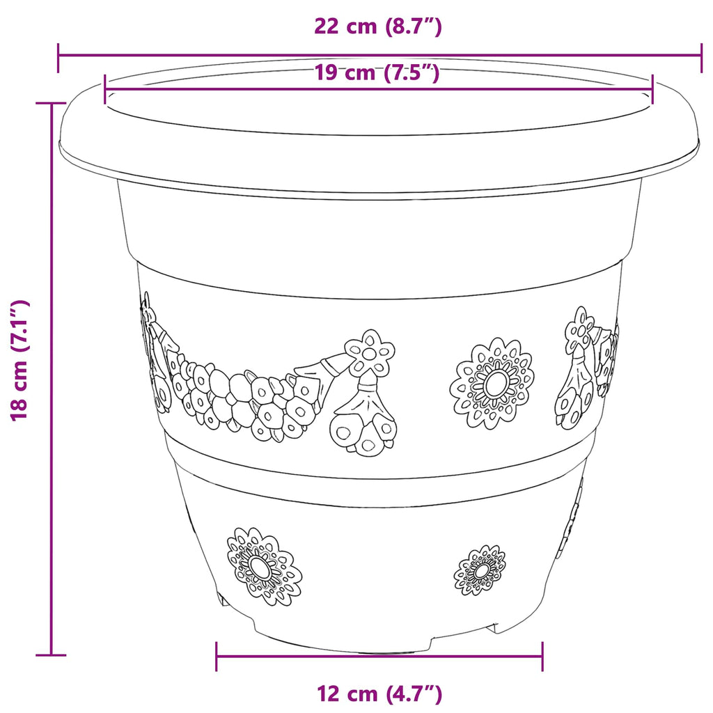 Blumentöpfe 6 Pcs Ø 26 X 21,5 Cm Kunststoff