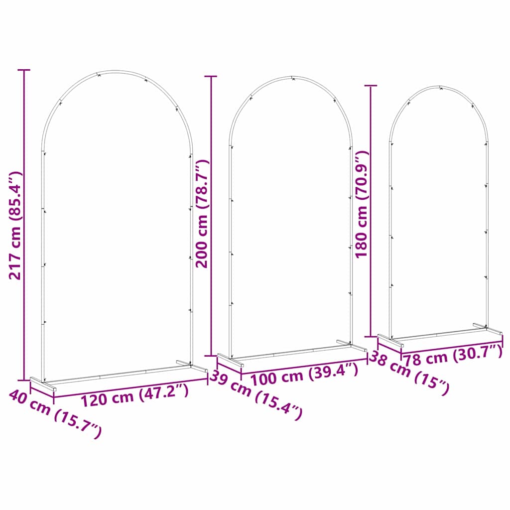 Hochzeitsbogen 3 Pcs Stahl