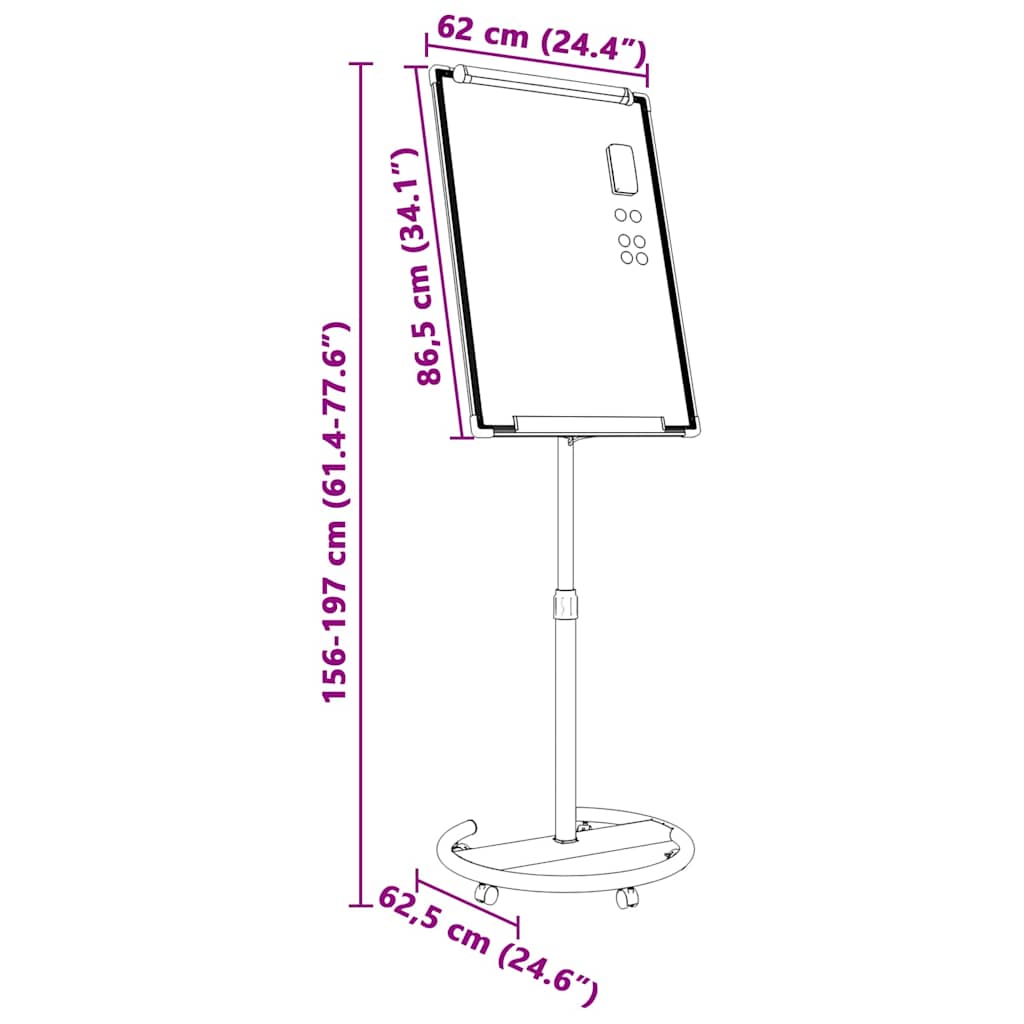 Magnetisches Whiteboard Und Weiß 62 X 62,5 X 197 Cm Eps