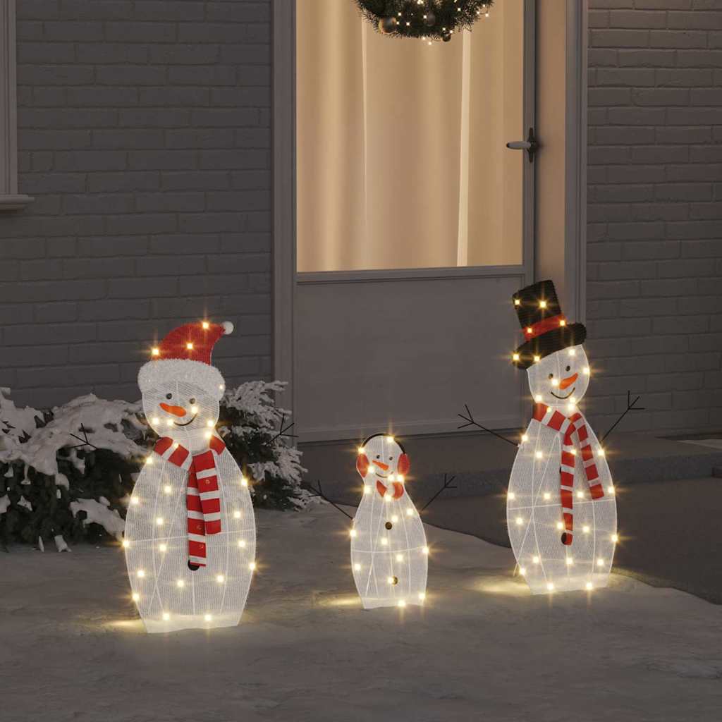 Beleuchtete Schneemann Familie 3 Pcs Warmes Weiß Polyester