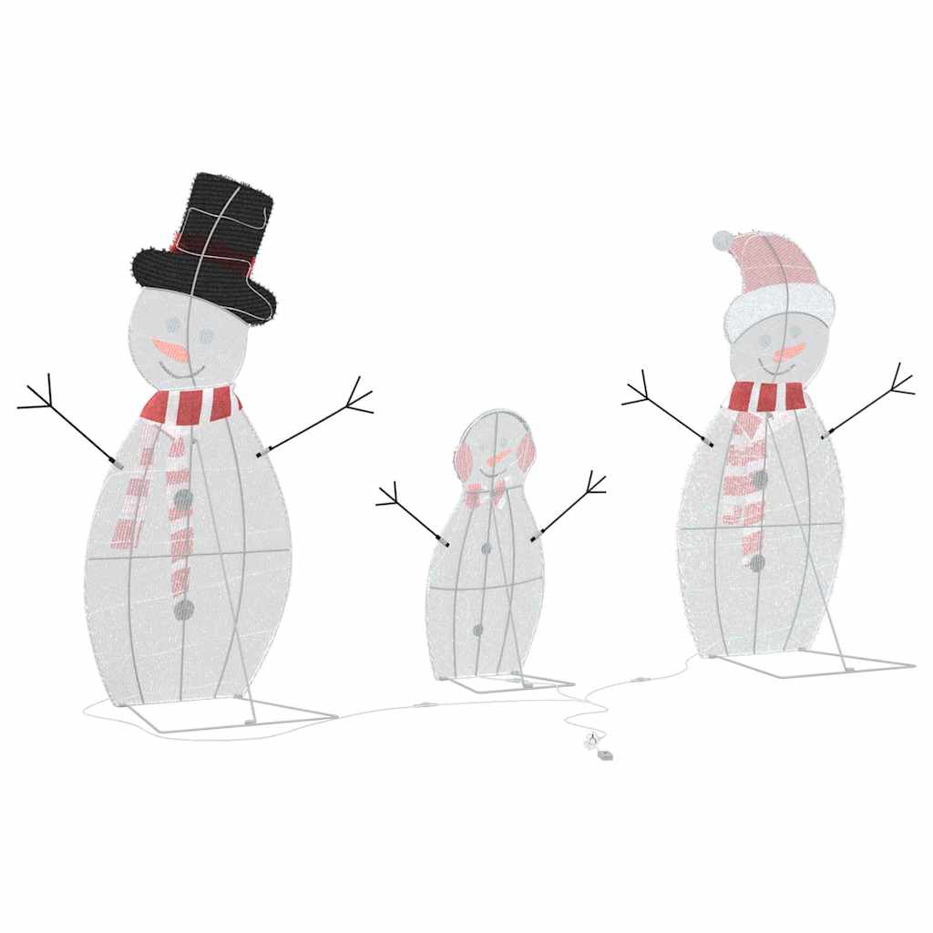 Beleuchtete Schneemann Familie 3 Pcs Warmes Weiß Polyester