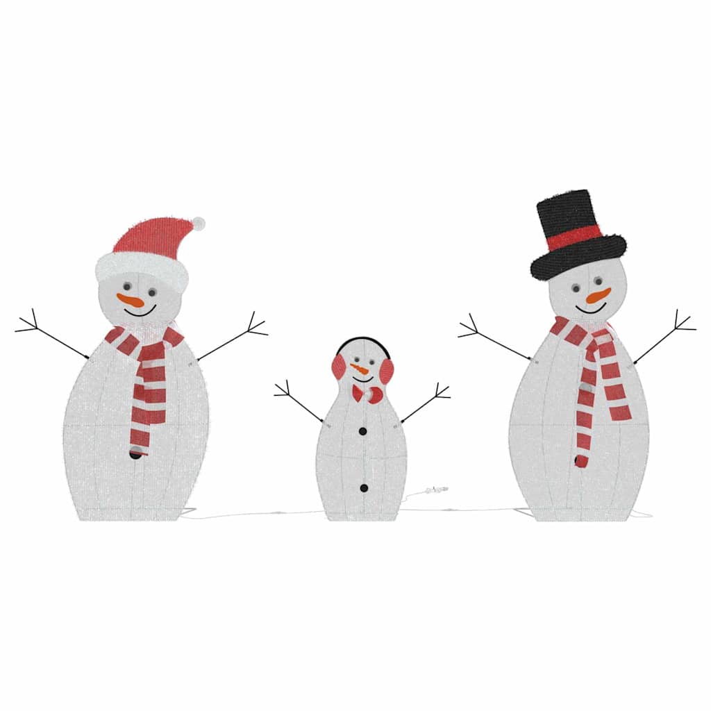 Beleuchtete Schneemann Familie 3 Pcs Warmes Weiß Polyester