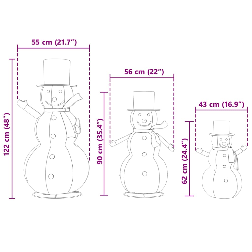 Weihnachts-Schneemann Familie 3 Pcs Warmes Weiß Stoff