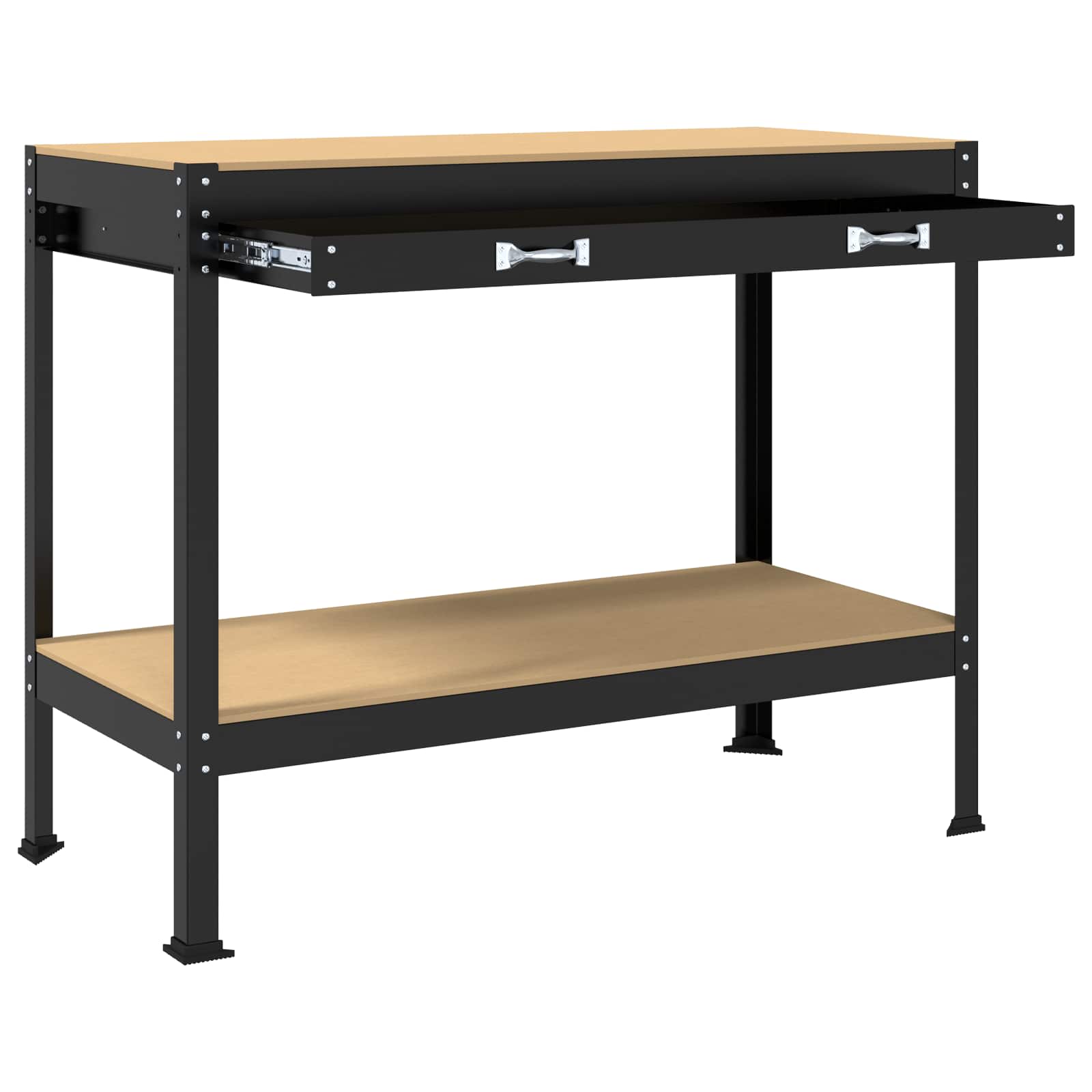 Werkbank Schwarz 114 X 54 X 91 Cm Sperrholz Und Metall