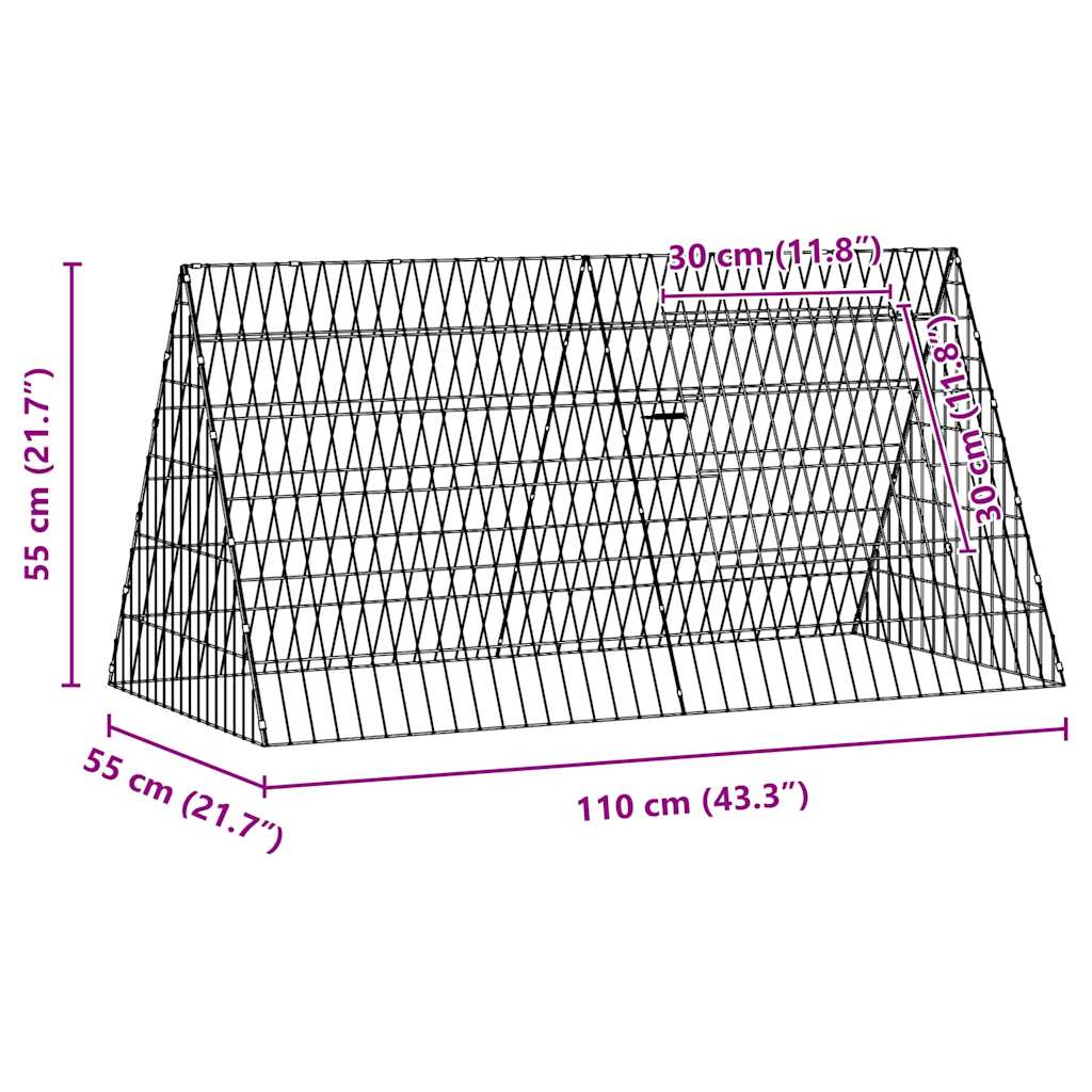 Hasenkäfig Silber 110 X 55 X 55 Cm Verzinkter Stahl