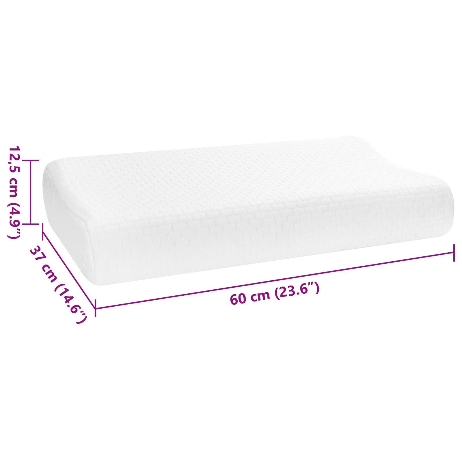 Schlafkissen Uni Weiß 60 X 37 X 12,5 Cm Viscoschaum