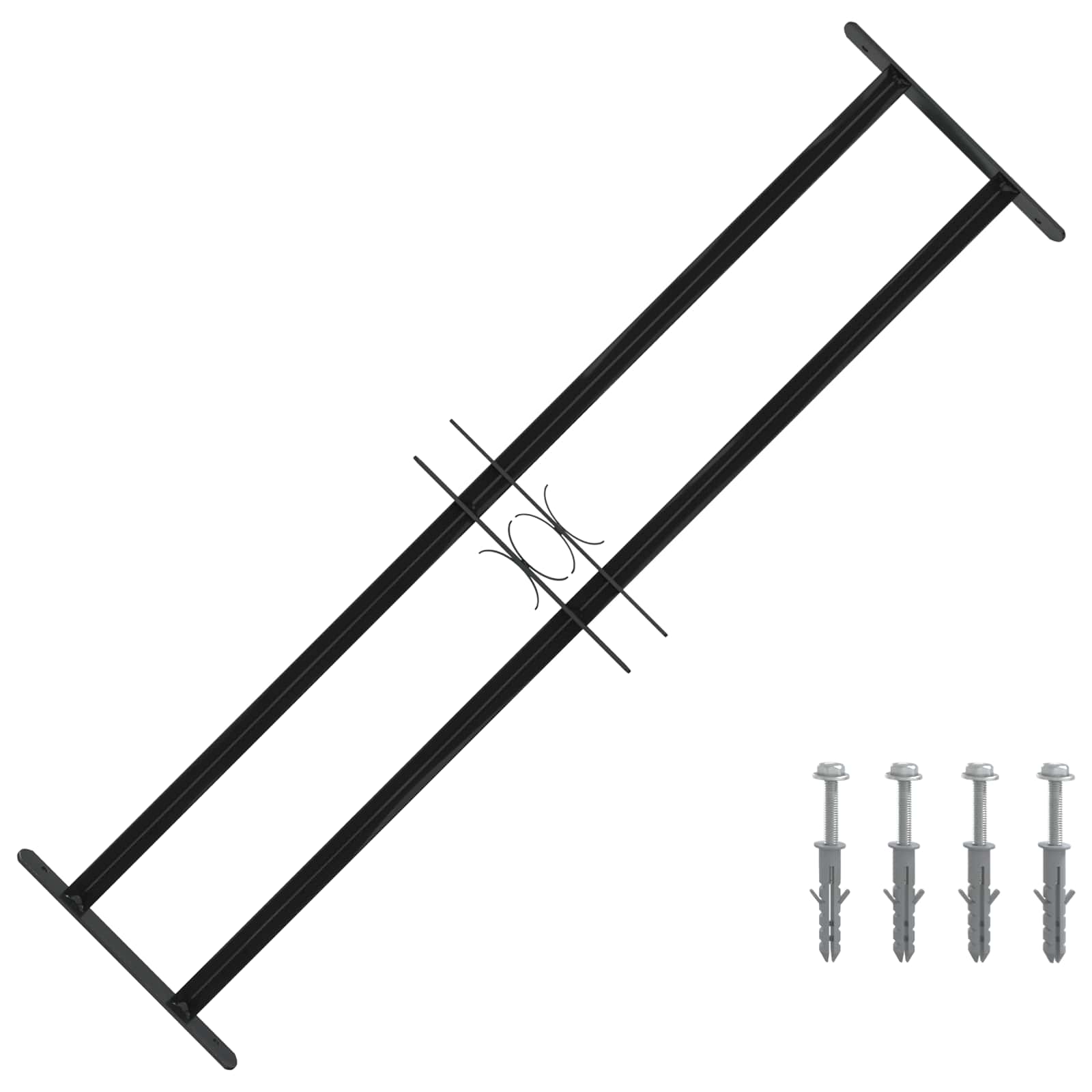Fenstergitter Schwarz 76 X 30 Cm Pulverbeschichteter Stahl