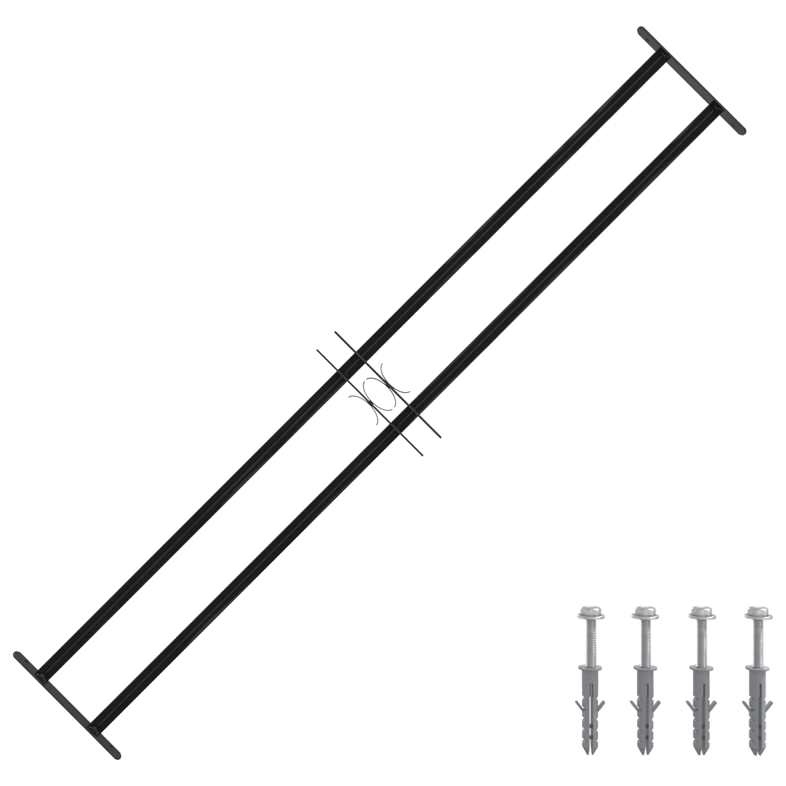 Fenstergitter Schwarz 76 X 30 Cm Pulverbeschichteter Stahl