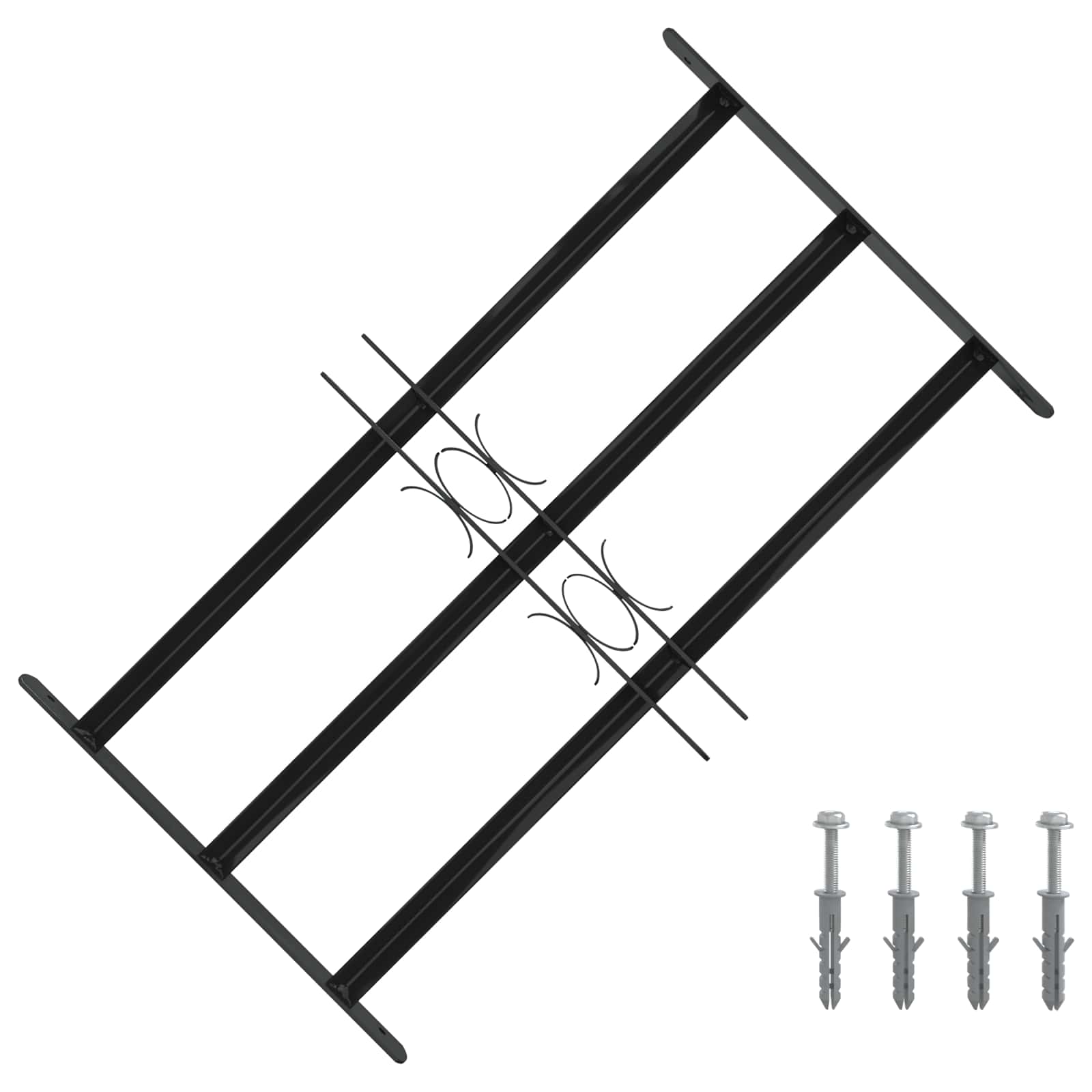 Fenstergitter Schwarz 76 X 30 Cm Pulverbeschichteter Stahl