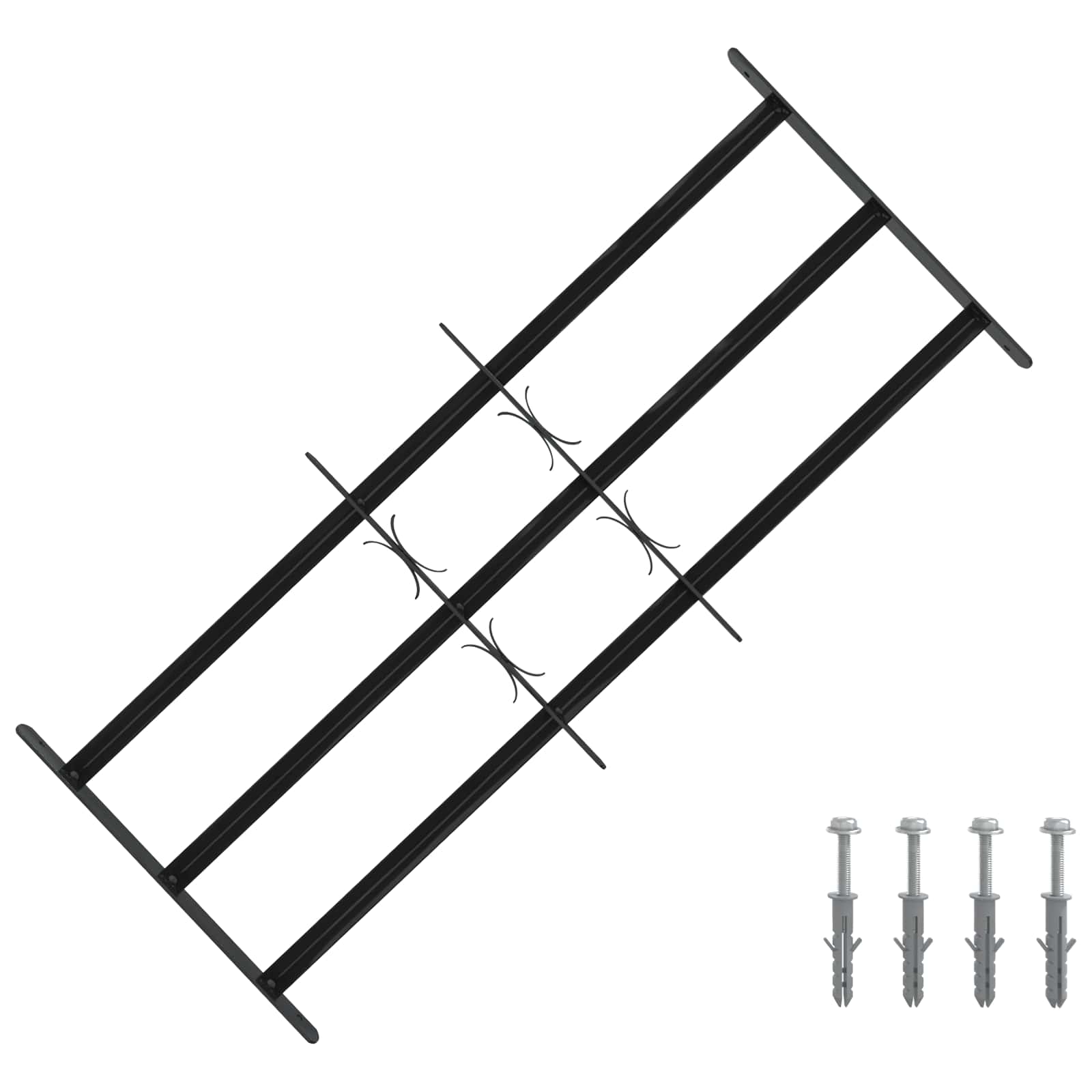 Fenstergitter Schwarz 76 X 30 Cm Pulverbeschichteter Stahl