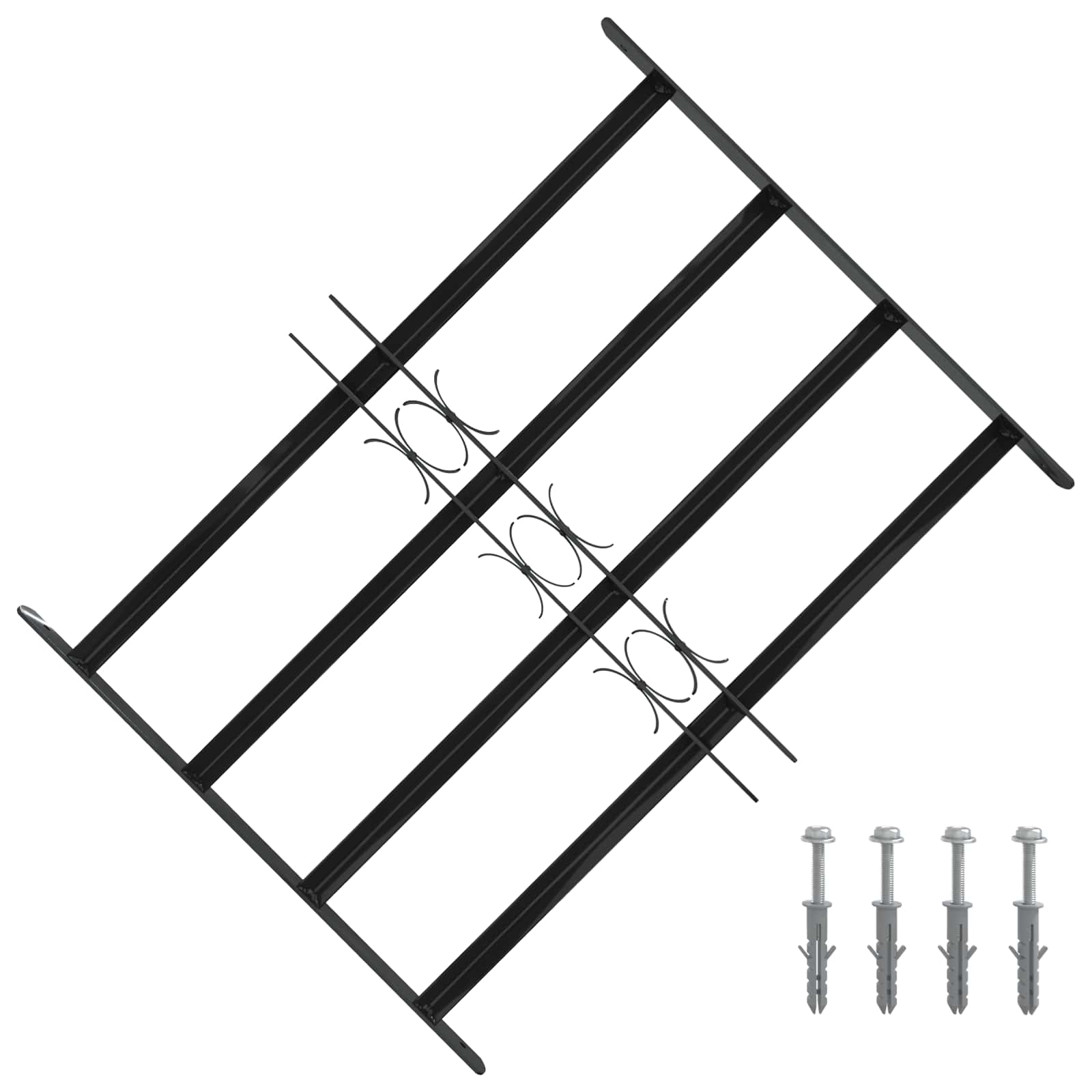 Fenstergitter Schwarz 76 X 30 Cm Pulverbeschichteter Stahl