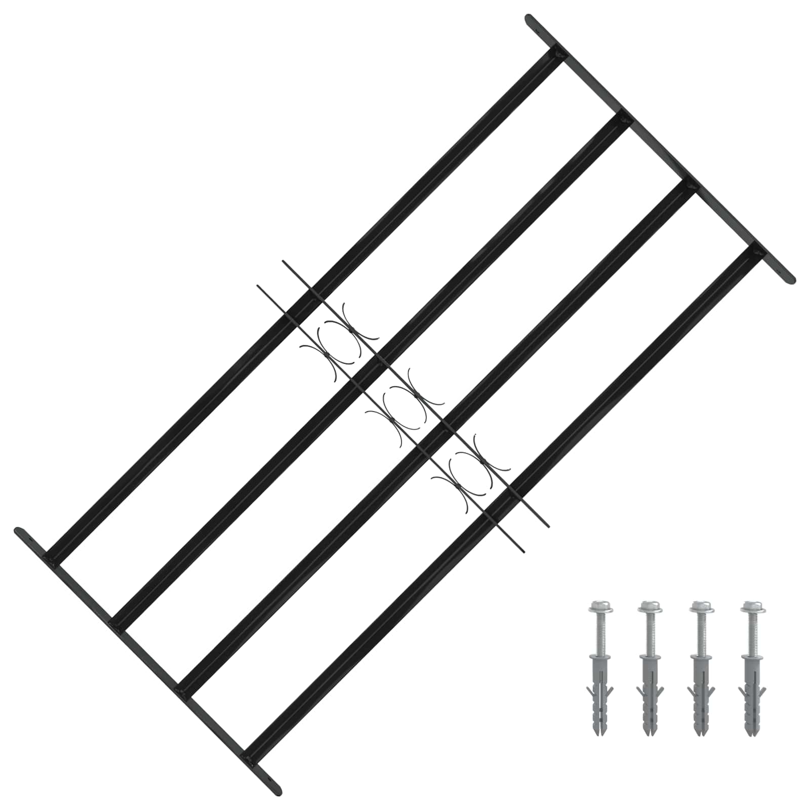 Fenstergitter Schwarz 76 X 30 Cm Pulverbeschichteter Stahl