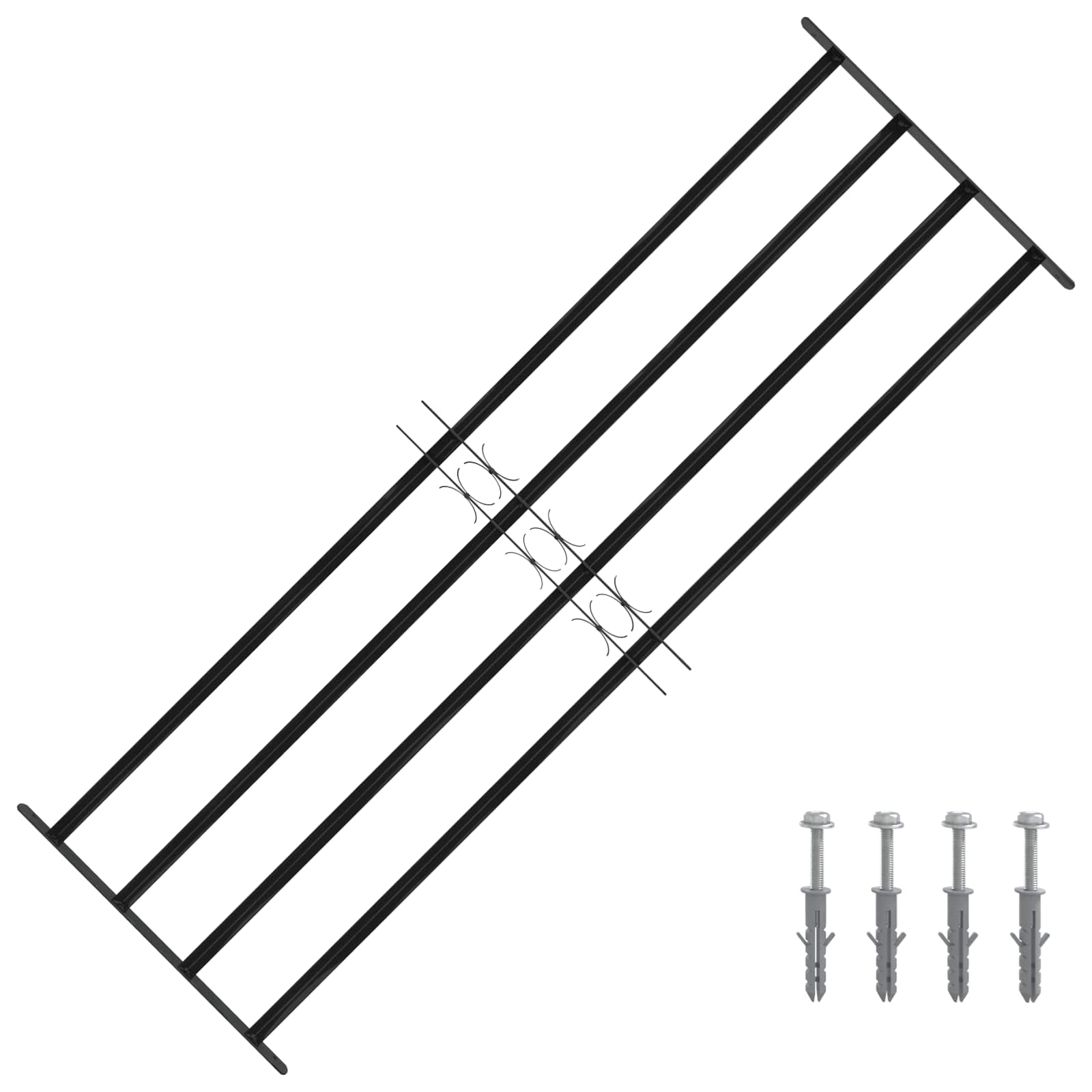 Fenstergitter Schwarz 76 X 30 Cm Pulverbeschichteter Stahl
