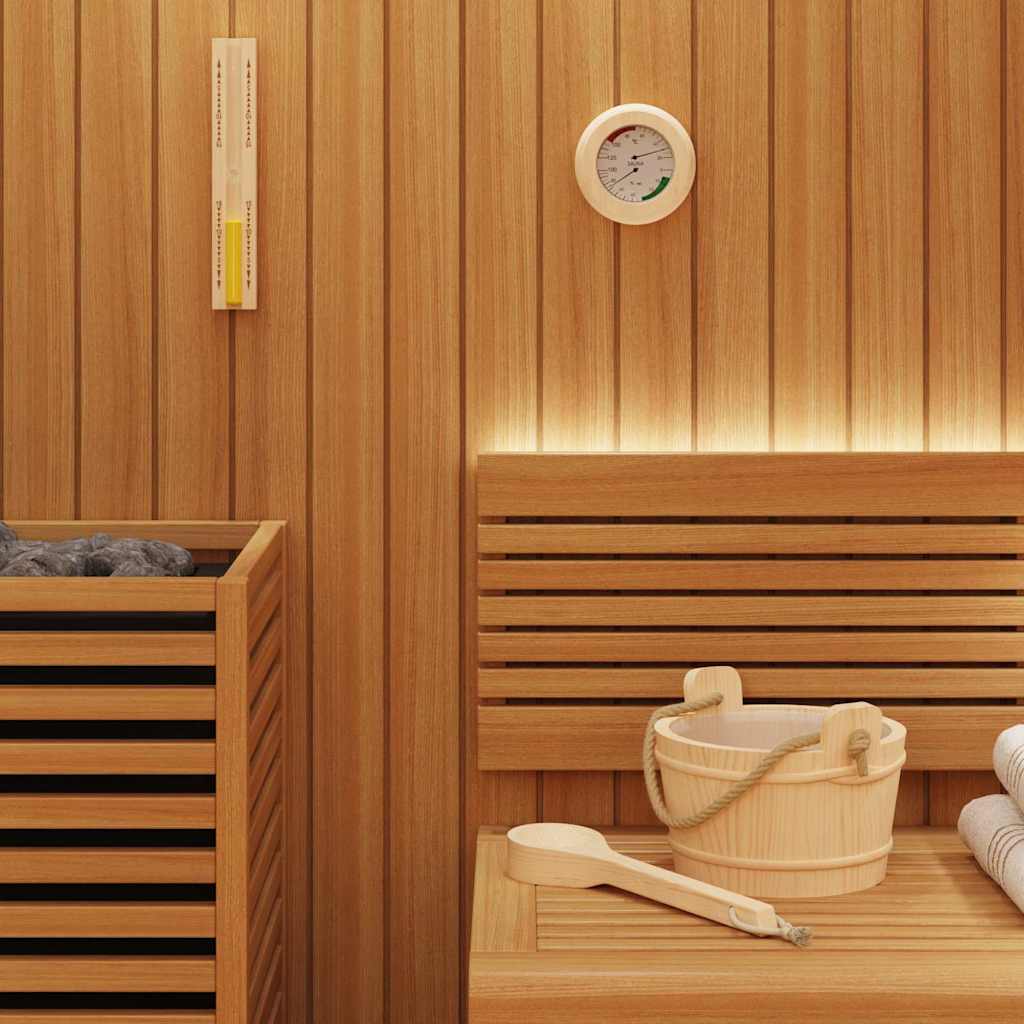 Sauna Zubehör Set 4 Pcs Braun Massives Kiefernholz Und Hanf
