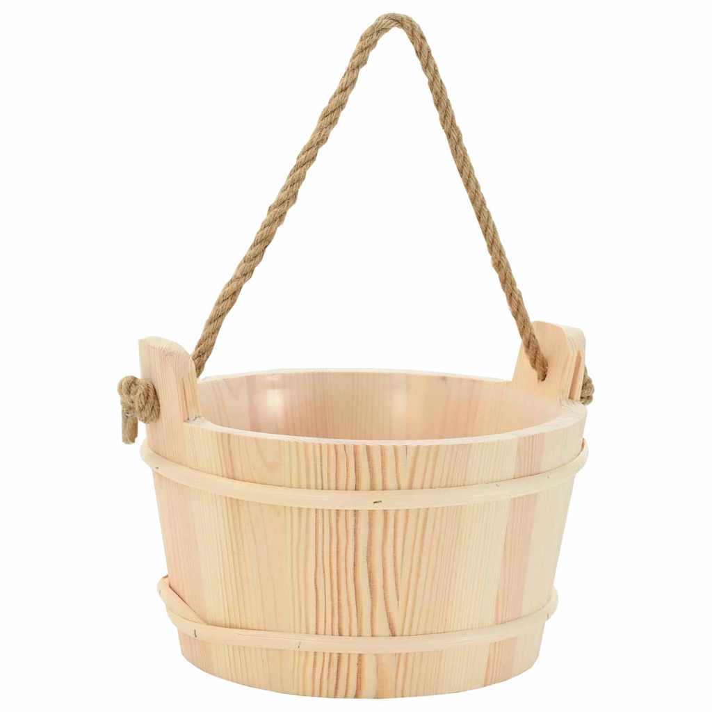 Sauna Zubehör Set 4 Pcs Braun Massives Kiefernholz Und Hanf