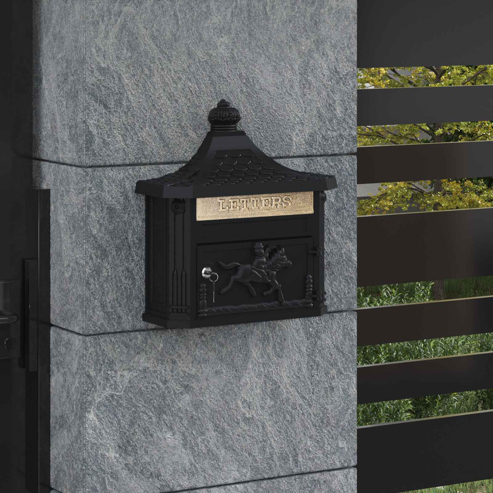Wandmontierter Briefkasten 40,5 X 16 X 45 Cm Gussaluminium