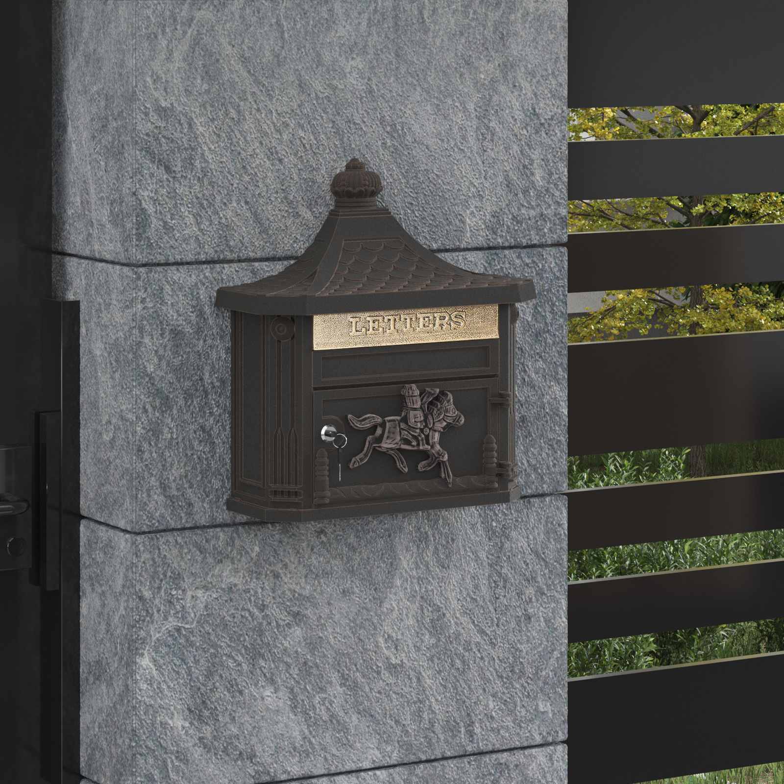 Wandmontierter Briefkasten 40,5 X 16 X 45 Cm Gussaluminium