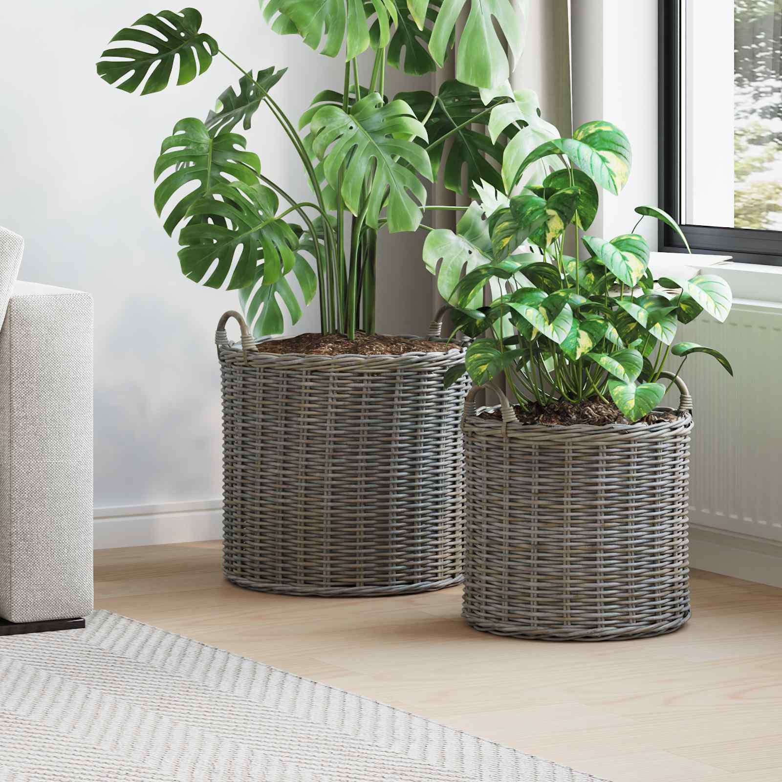 Blumentopf Körbchen Mit Speicher 2 Pcs Lacak Rattan