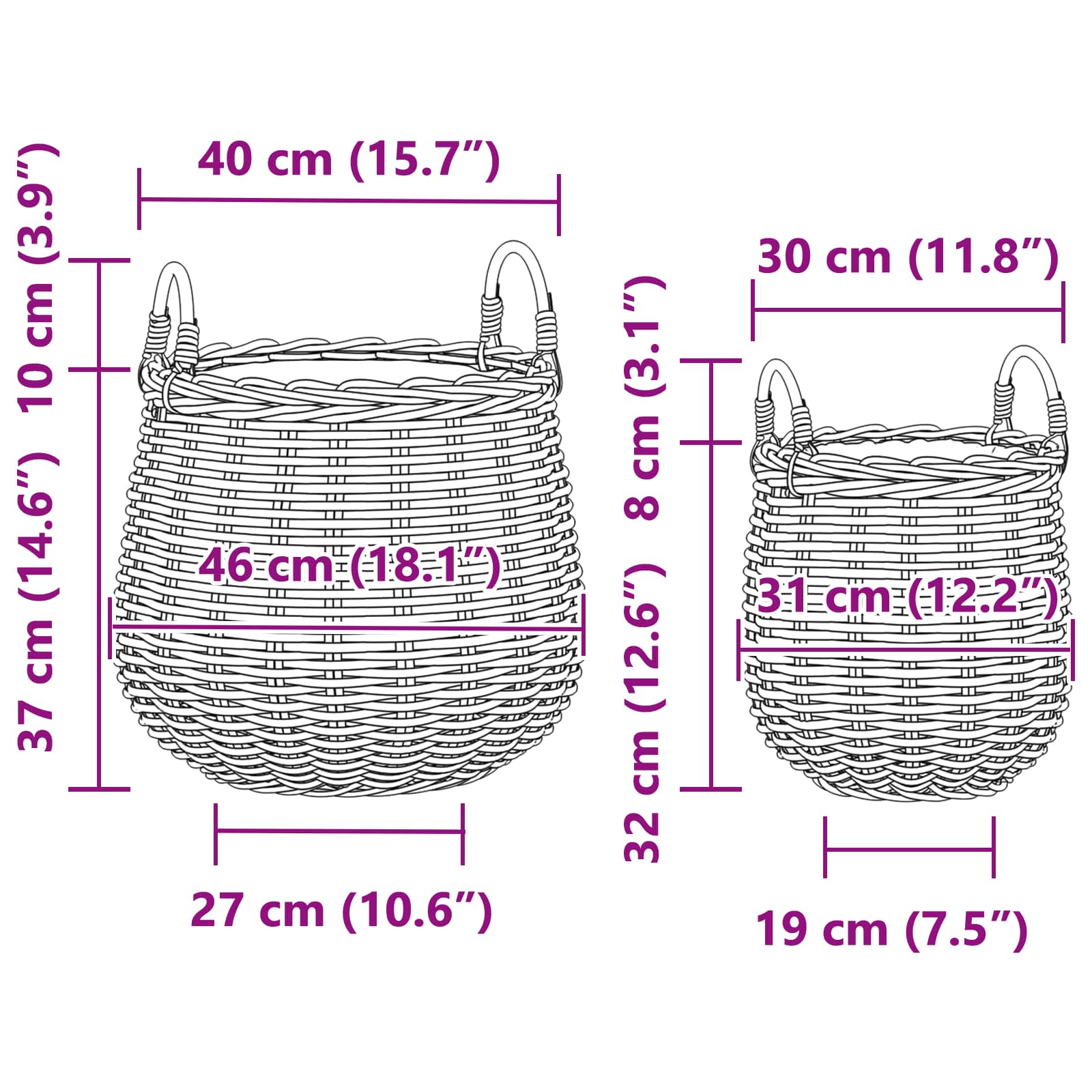 Blumentopf Körbchen Mit Speicher 2 Pcs Lacak Rattan